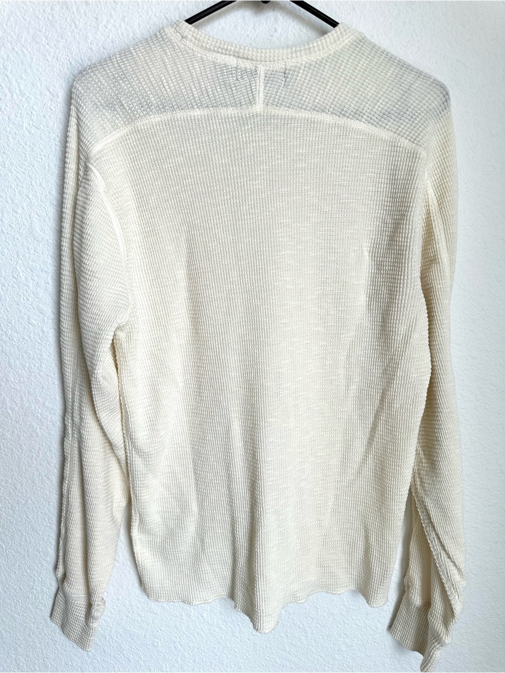 RRL Ralph Lauren textured Waffle-Knit Cream Long Sleeve Shirt Mens medium - Picture 11 of 13